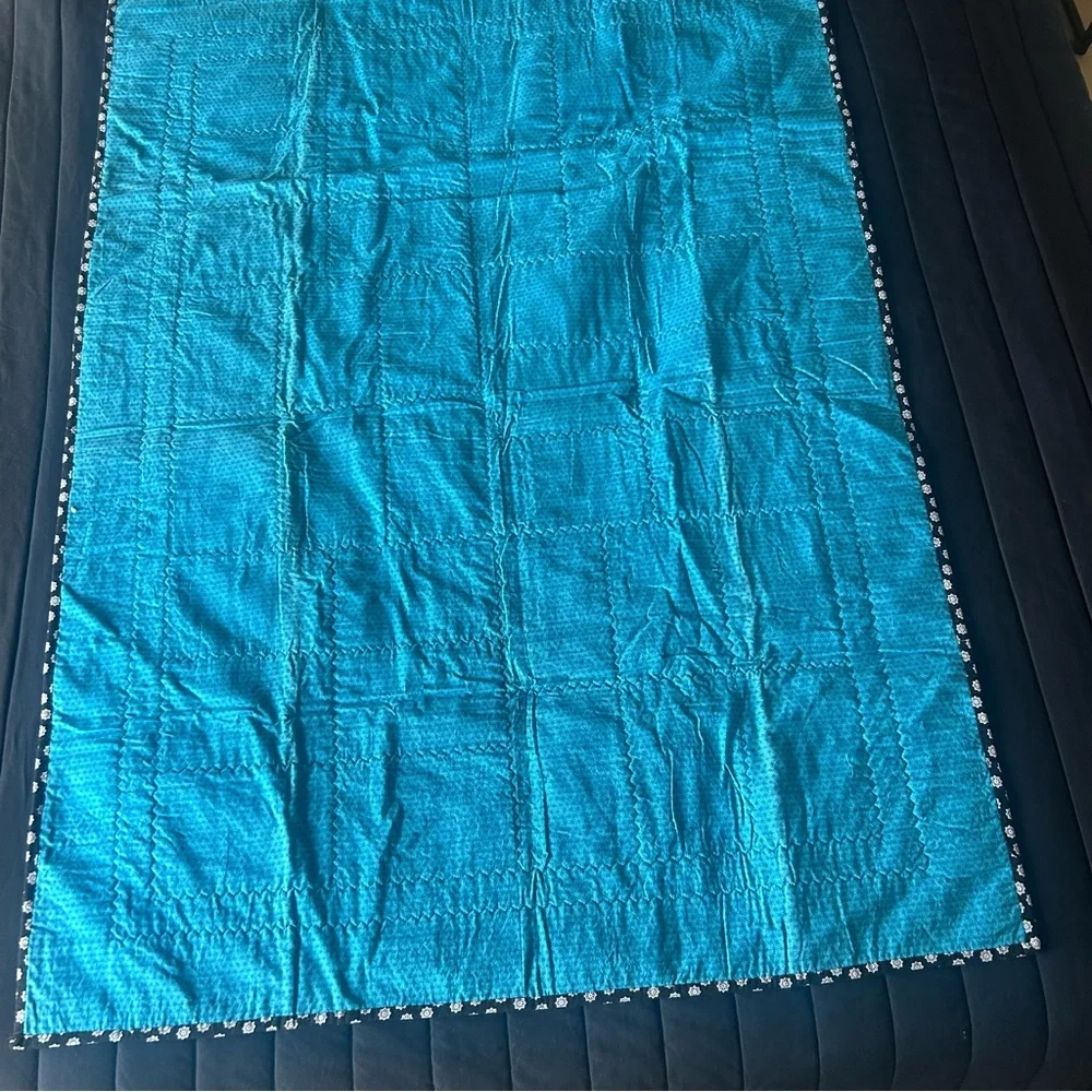 Patchwork Quilt with Teal and Black Accents #0825258